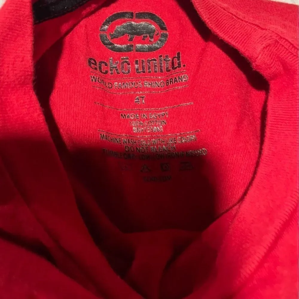 Echo United Unisex Kids Red Long Sleeve Round Neck Graphic T Shirt Size 4T